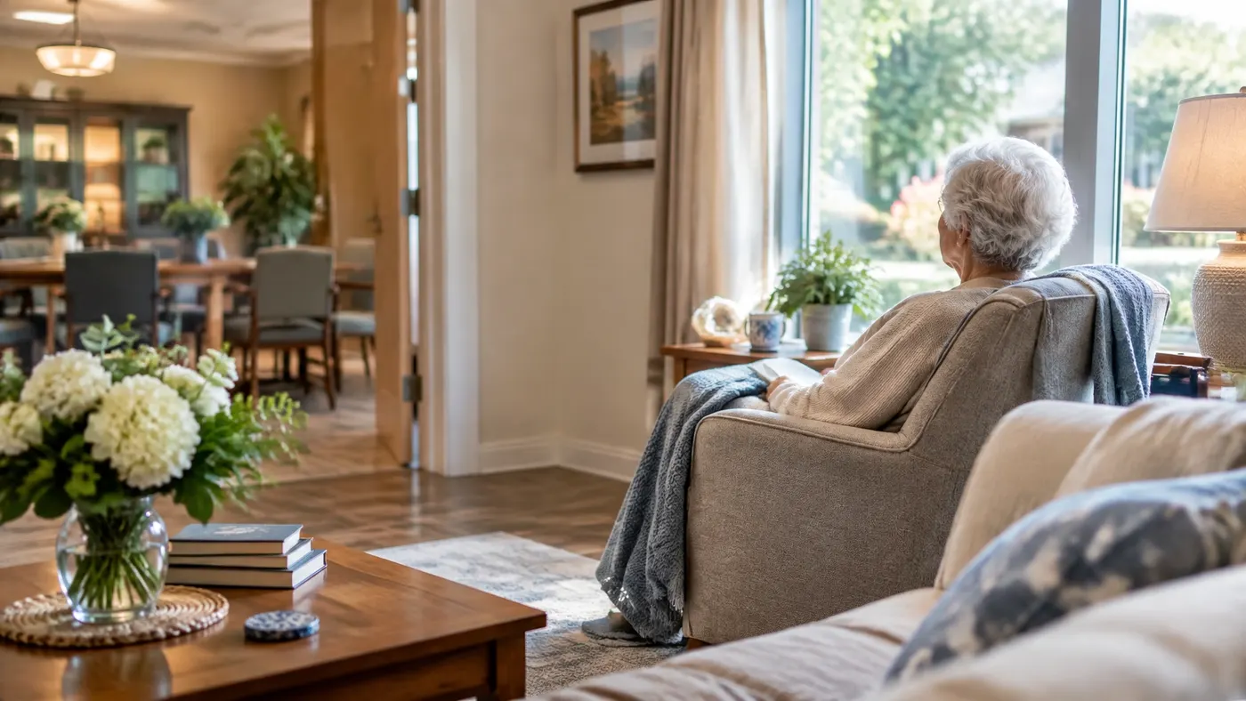 Older adult enjoying a relaxed moment at home